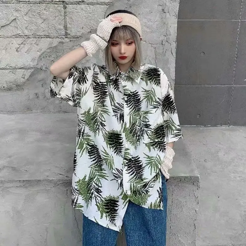 

Блузки женские с принтом Харадзюку в стиле ретро, мешковатые забавные блузки для пар, топы, шикарные корейские универсальные праздничные женские рубашки High Street Ins