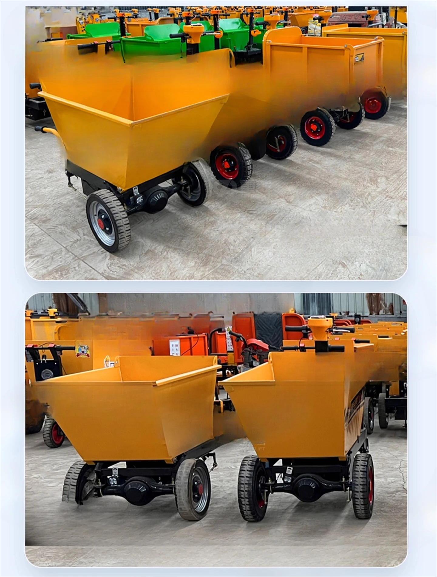 عربة كهربائية لموقع البناء، شاحنة قلابة باللون الرمادي #3