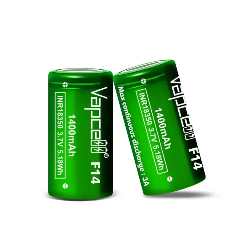 Original Vapcell F14 INR 18350 Battery 1400mAh 3A 3.7V Rechargeable Li-on Cell Battery for Flashlight Toys UAV Lithium Batteries