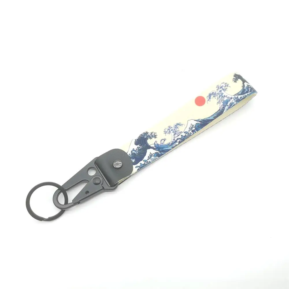 2023 Waves Car Keychain Nylon Thermal Transfer Key Ring Strap Lanyard Modified for Sea Sun Honda Toyota Auto Pendant