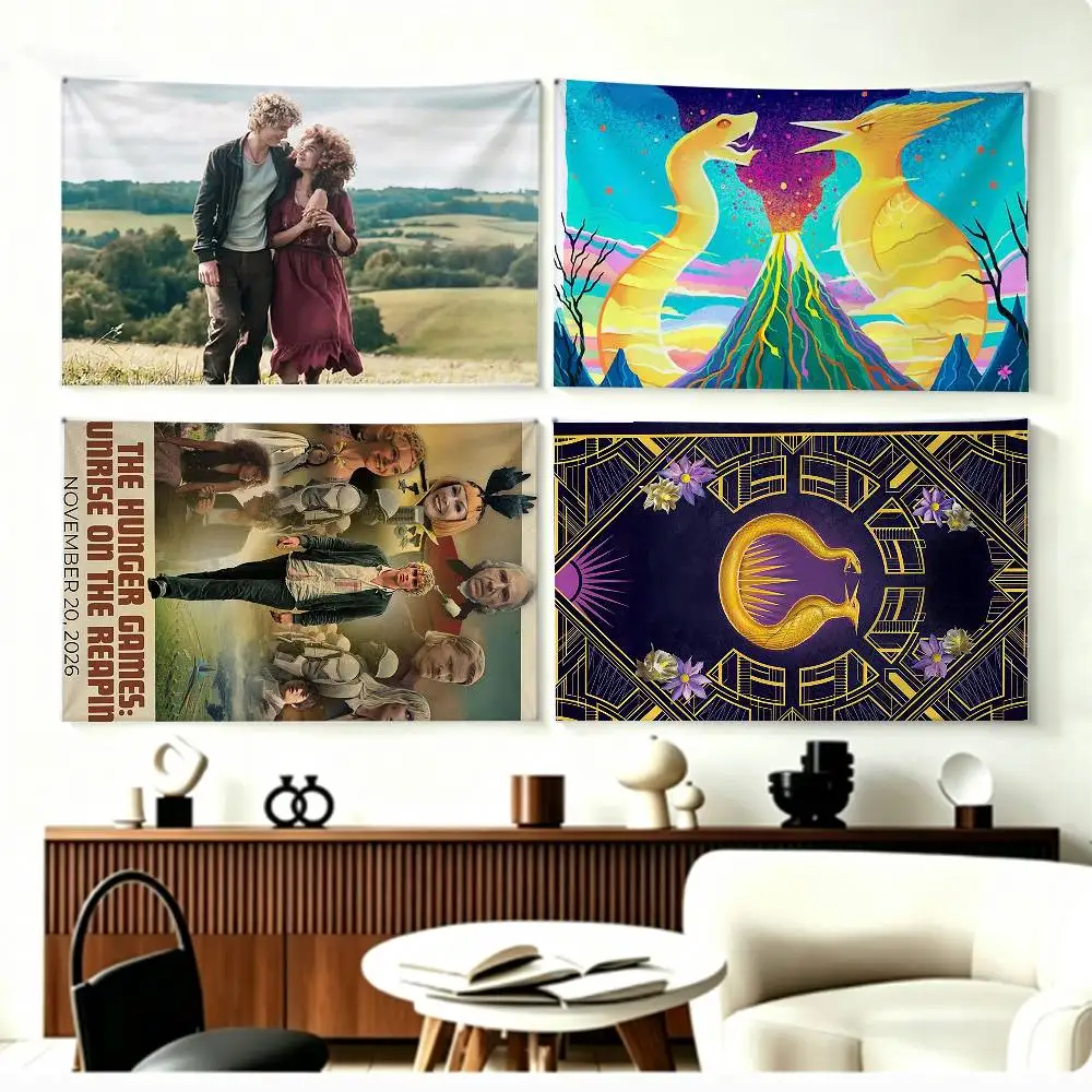 The Hunger Games S-Sunrise on the Reaping Flags Wall Hanging Background Art Banner for Bedroom Home Outdoor Decor