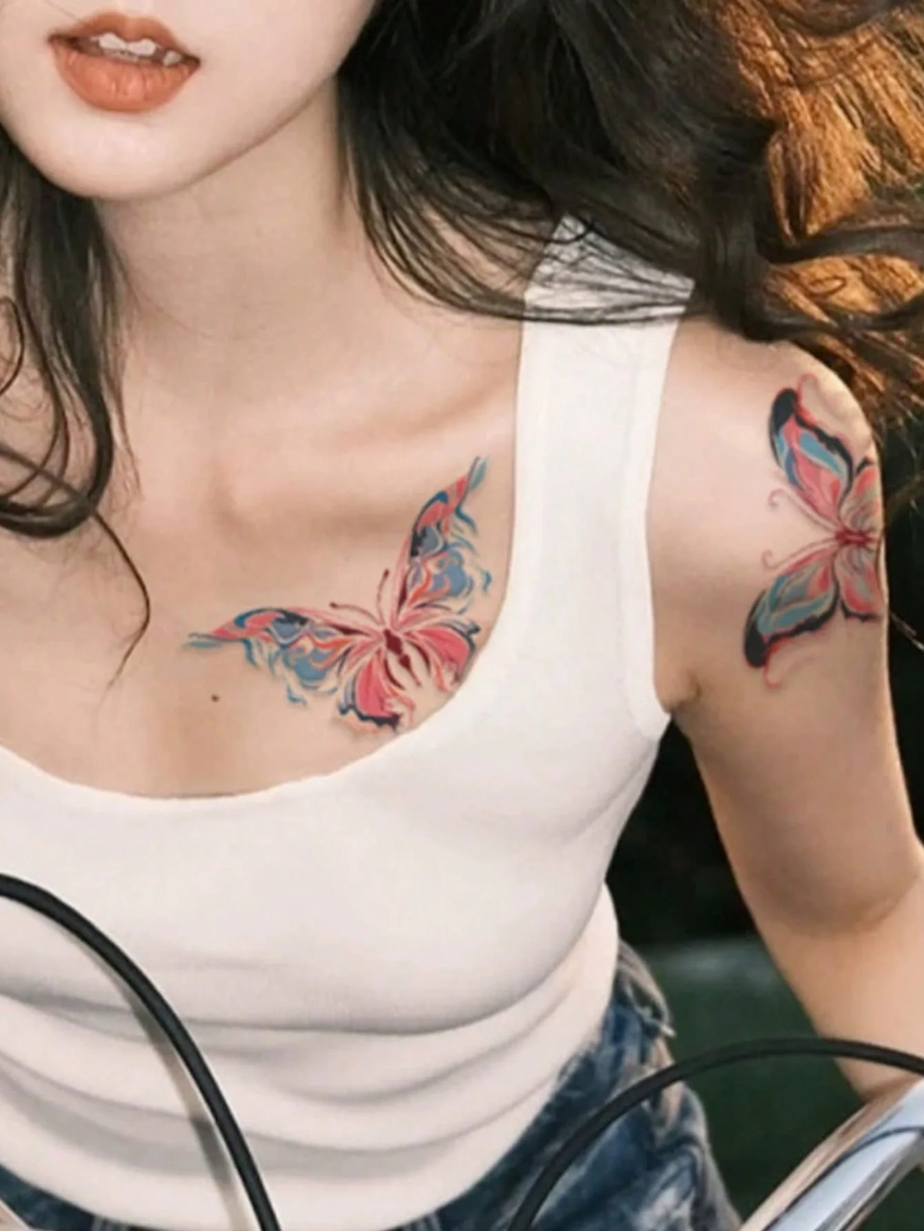 

Красочные татуировки-наклейки с бабочками, милый крутой стиль, водонепроницаемые, долговечные, свежая девушка, Y2K, рука, грудь, персонализированные милые наклейки, 1 шт.