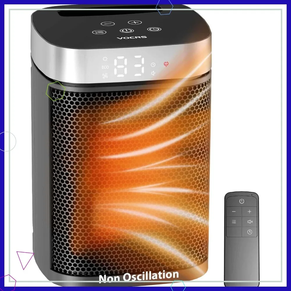 

Портативный обогреватель с термостатом, пультом ДУ и таймером - 1500 Вт PTC для спальни и офиса