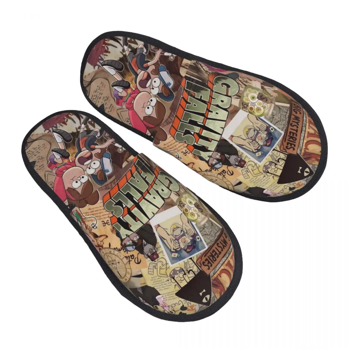Custom Gravity Falls House Slippers Women Cozy Memory Foam Comedy Animated Slip On Hotel Slipper Shoes