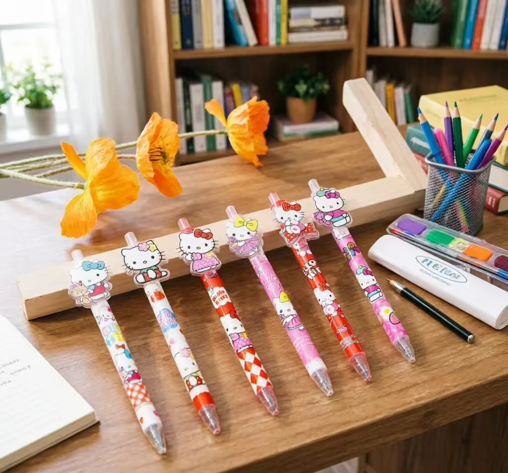 Cute Hello Kitty Gel Pen 0.5mm Acrylic Press Ballpoint Pen Kawaii Stationery for School Office Student Gift Journaling Supplies view 3
