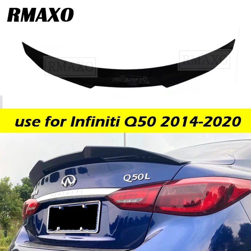 

For Infiniti Q50 Q50S Spoiler 2014 to 2022 style M Car Accessories ABS Plastic Unpainted Color Rear Lip Spoiler Wing Trunk