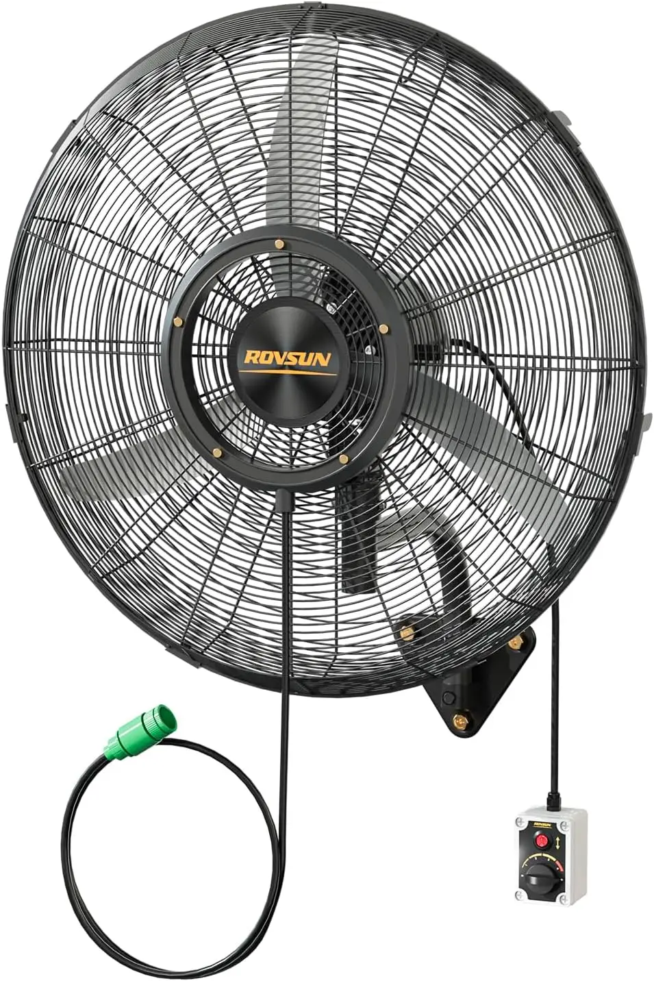 

20-Inch Wall-Mounted Misting Fan with Brushless DC Motor & Spray Ring, 4-Speed High-Velocity Industrial Mister Fan, Oscillating Waterproof Outdoor Fan with Wired Remote, for Patio, Farm, and Outside Use