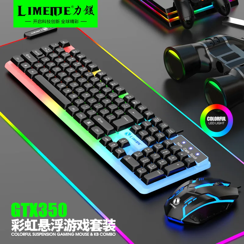 GTX350 Wired Gaming Keyboard And Mouse Set 104 Keys Rgb Backlit Russian Arabic Luminous Teclado Gamer Keyboard Mouse