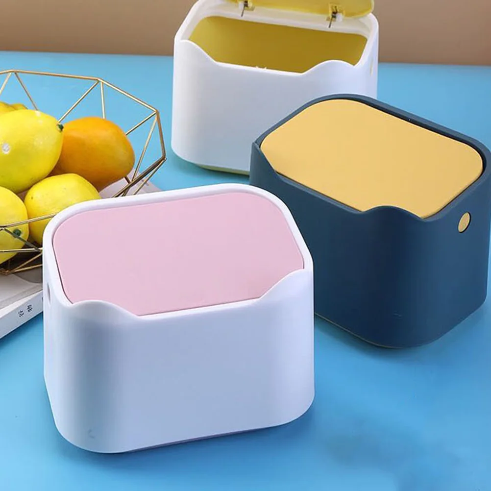 

Flip Top Trash Can Compact Desktop Garbage Bin Odor Proof Small Waste Container For Kitchen Office Bedroom Bathroom