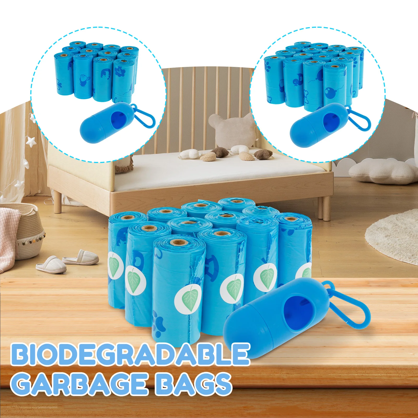 12 Rolls or 16 Rolls Diaper Bags with Dispenser Leakproof Waste Bags Convenient Nappy Bags Baby Nappy Sacks Handy Pet Waste Bags