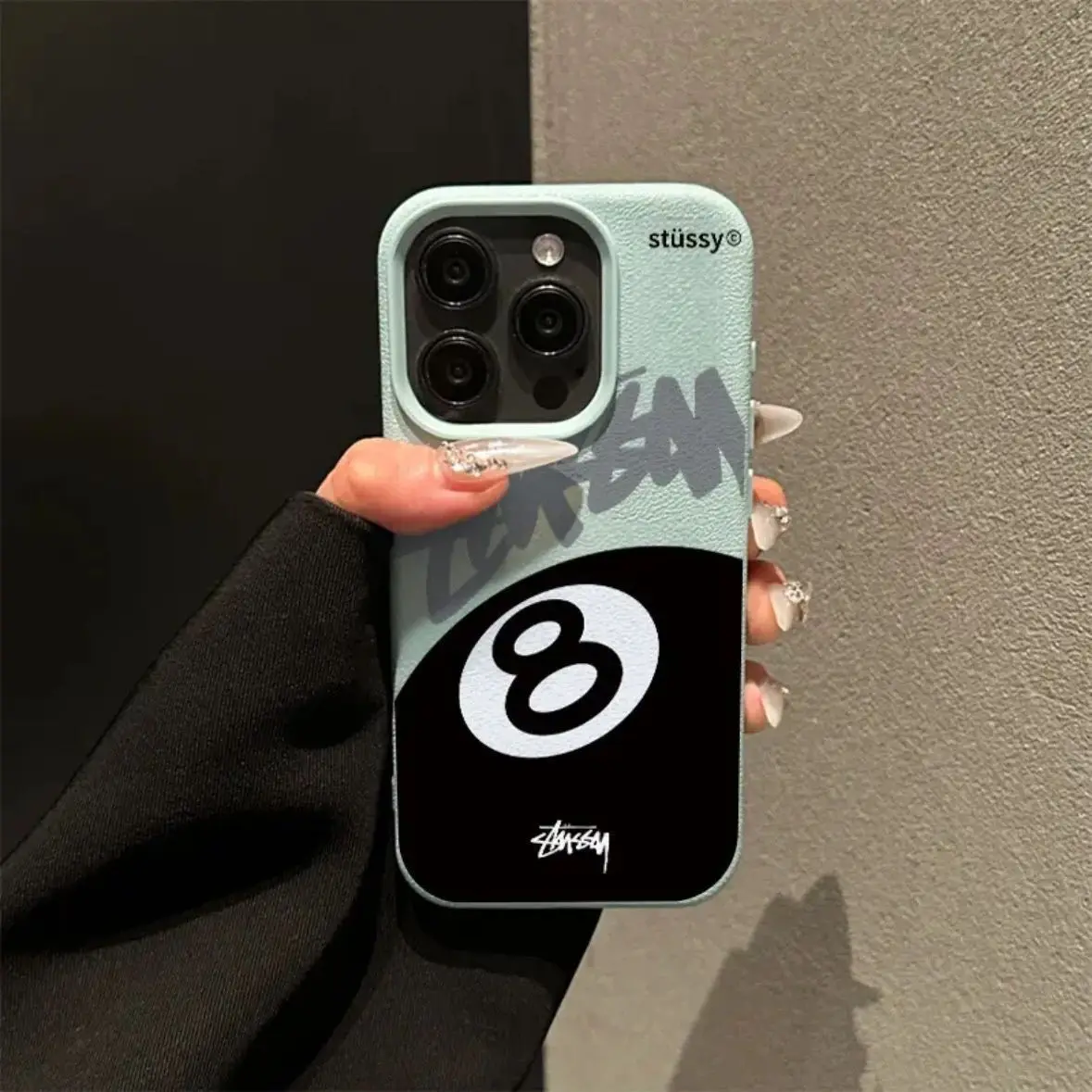 Moda Biliardo Nero 8 Numero Cassa Del Telefono Per iPhone16 15 14 13 12 11 Pro Max XR XS MAX 7 8 PLUS INS Moda Dermatoglifico Copertura
