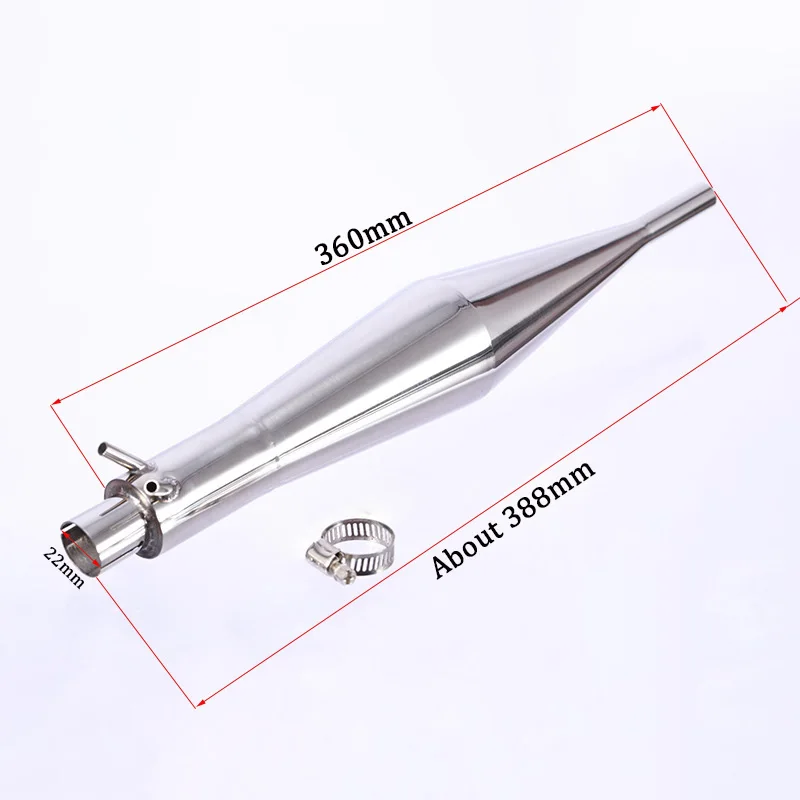 Tuyau silencieux de moteur marin en acier inoxydable L360mm pour moteur marin à gaz Zenoah 26CC pour bateau Rc