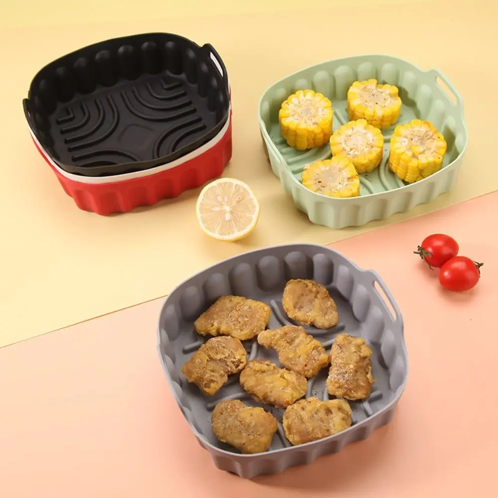 Square Silicone Air Fryer Liners Non-stick Multi-color Oven Tray 7/8 Inch Air Fryer Inserts Airfryer Silicone Basket Kitchen