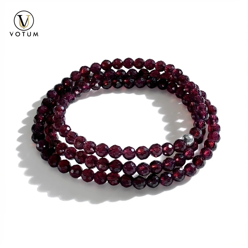 

Votum Natural Faceted Red Garnet Beaded Bracelet for Women Lady Birthstone Gemstone Gift for Her Healing Bracelets Jewelry