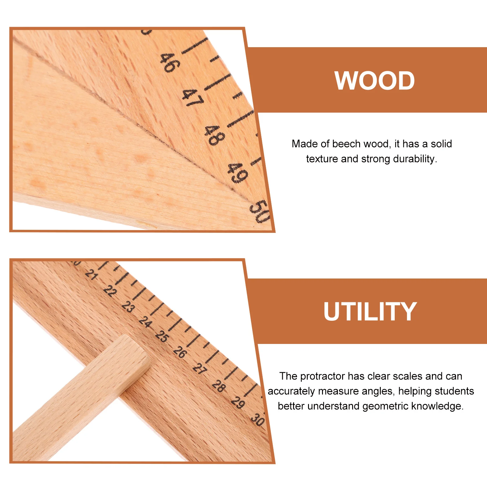 Ruler Protractor Sturdy Plastic Math Tool For Measuring Angles Drawing Shapes Classroom Use Teaching Triangle Ruler Math