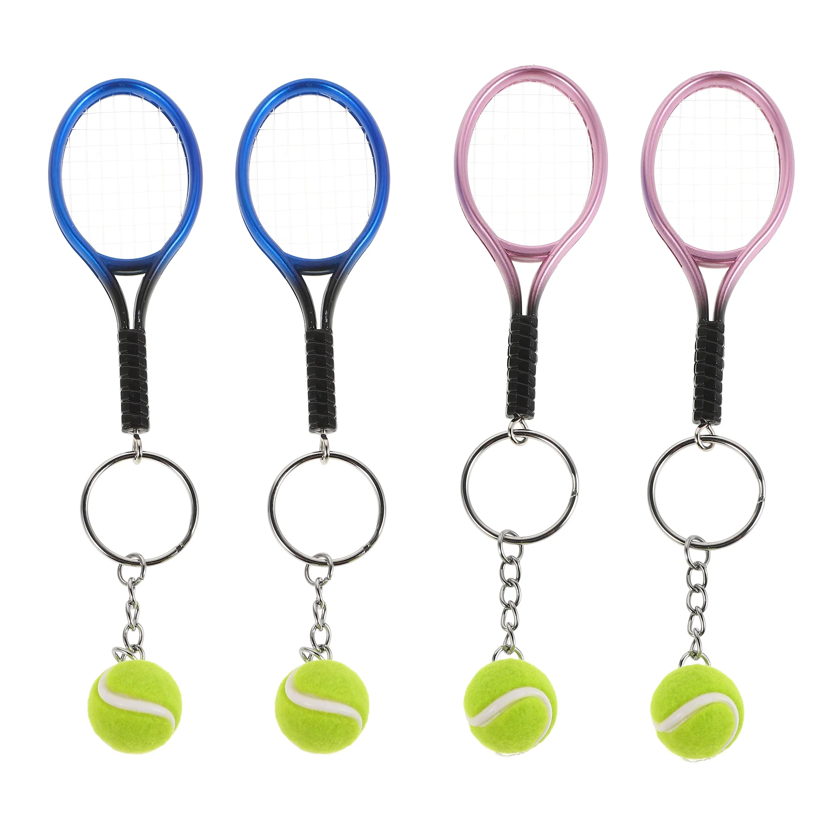

4 Pcs Pingpong Tennis Keychain Man Plastic Enthusiast Adorable Keychains Pendant