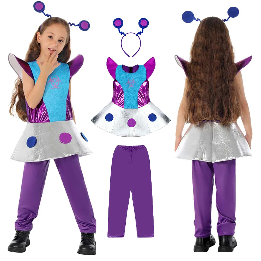 

Alien Cosplay Fantasy Girls Clothing Cartoon Space Astronaut Stage Costume Disguise Teen 6 to 14 Years Roleplay Party Outfits