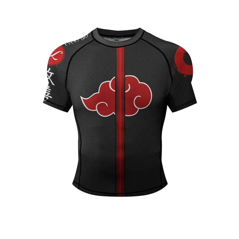 جديد الصيف الرسوم المتحركة الطباعة طفح الحرس للرجال MMA BJJ تصارع تي شيرت التسامي ضيق جيو جيتسو الملاكمة التايلاندية قصيرة المحملة