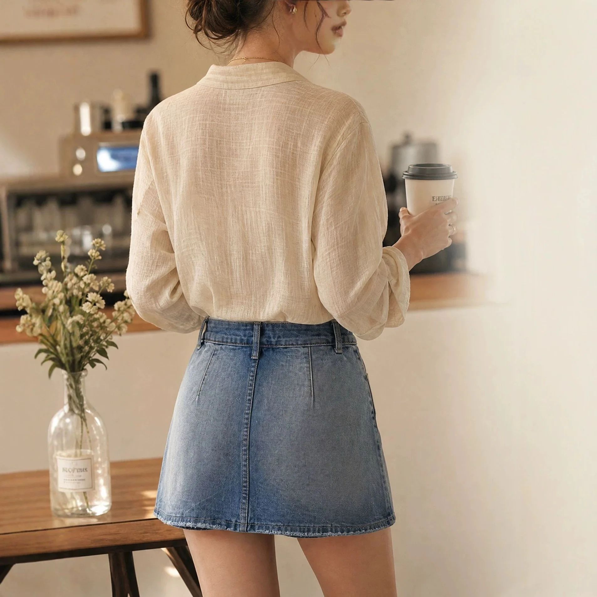 New Washed Women's High Waist Denim Skirt