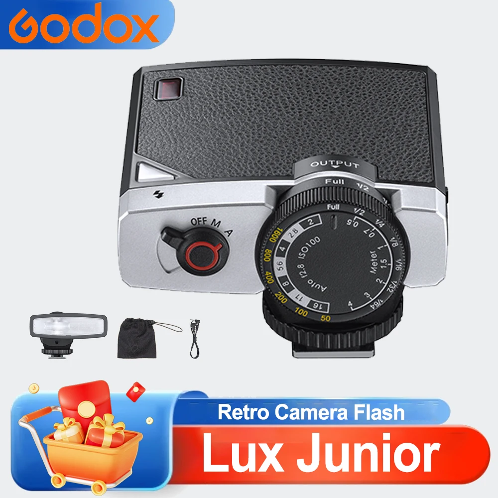 

Вспышка Godox Lux Junior Color GN12 6000K±200K, 7 уровней мощности, с триггером для камер Canon, Nikon, Olympus, Sony