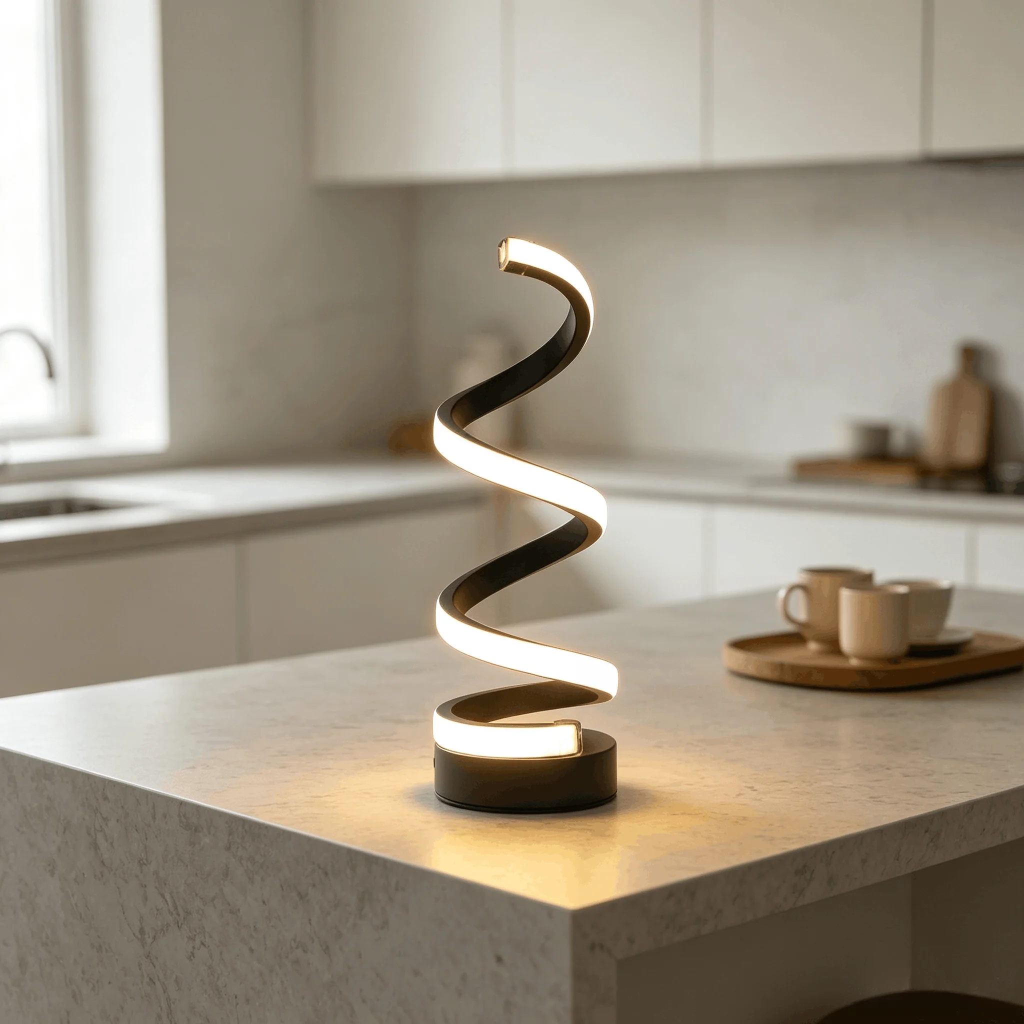 Spiral Curved LED Table Lamp, Modern Creative Twist Decorative Desk Lamp, Flicker‑Free Soft Warm Light for Reading Study Bedroom