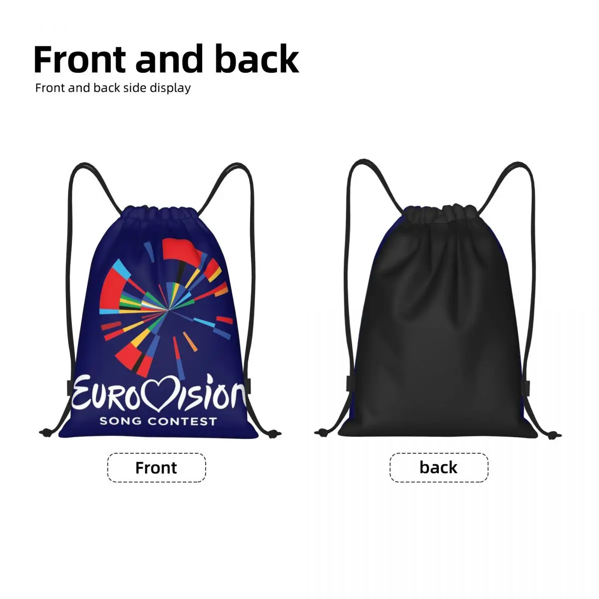 Custom Eurovision Song Contest Drawstring Bags for Training Yoga Backpacks Men Women Sports Gym Sackpack