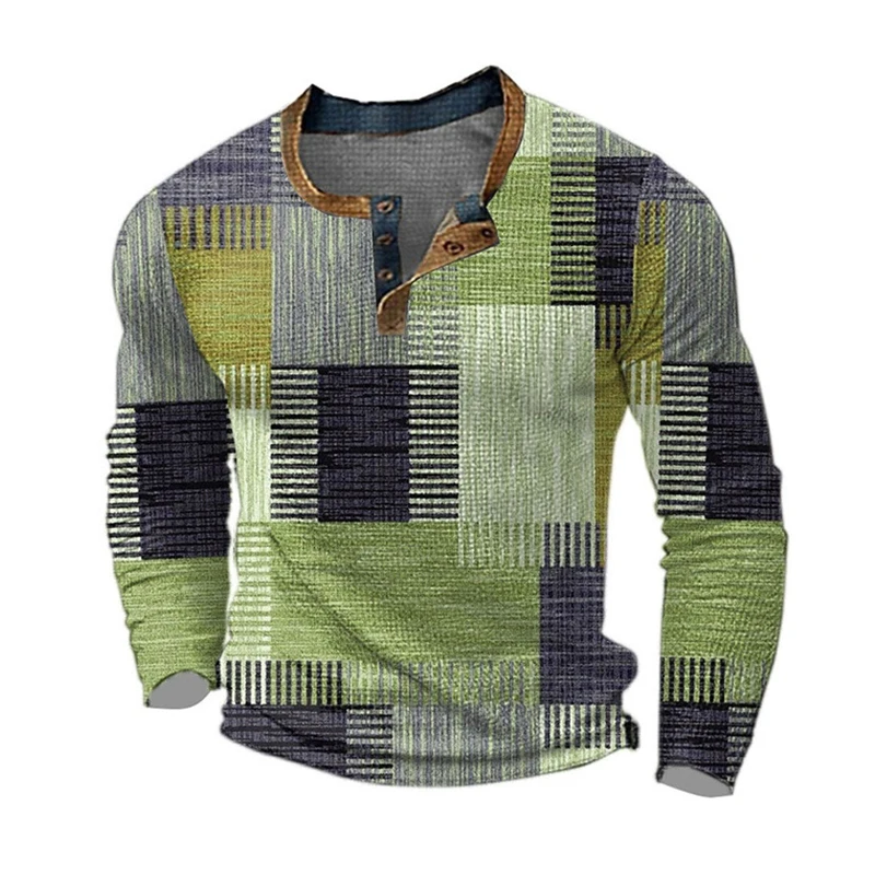 2023 europäische und amerikanische Männer Frühling und Herbst neue lässige Trend Männer lang ärmel ige 3D digital bedruckte Polos hirt