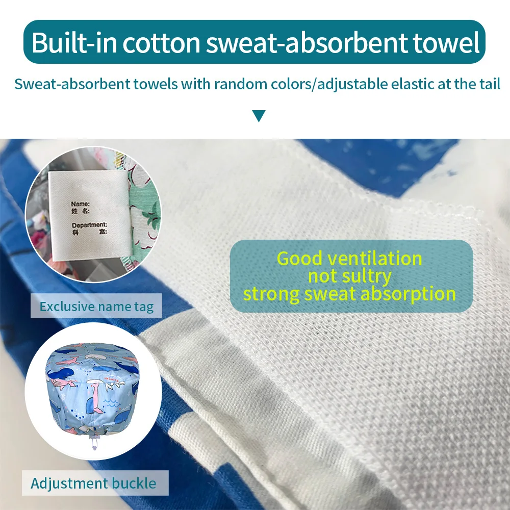 Gorro de trabajo de alta calidad para hombre y mujer, accesorio médico Unisex de dibujos animados, absorbente de sudor, a prueba de polvo, para enfermera, venta al por mayor