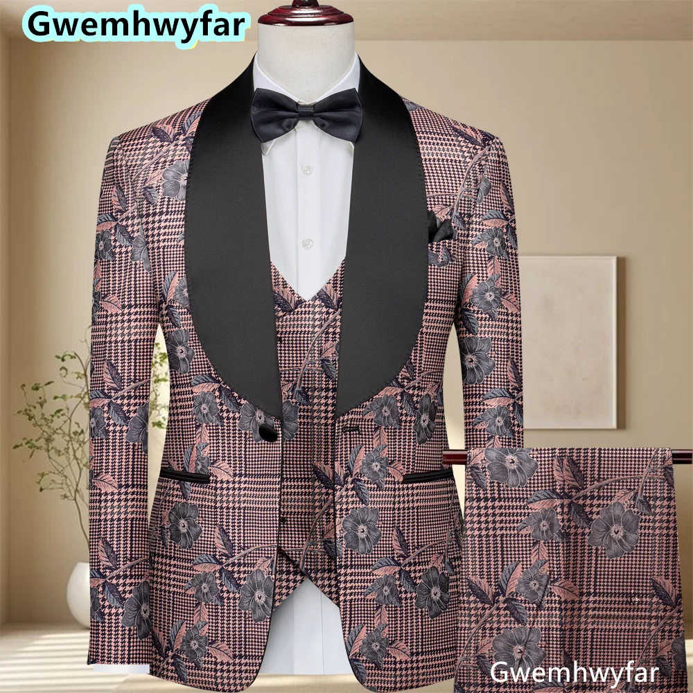 

Gwenhwyfar Men Formal Slim Fit Tuxedo Prom Suit Male Groom Wedding Blazers Groomsman Luxury Dress Business Banquet Party Suit