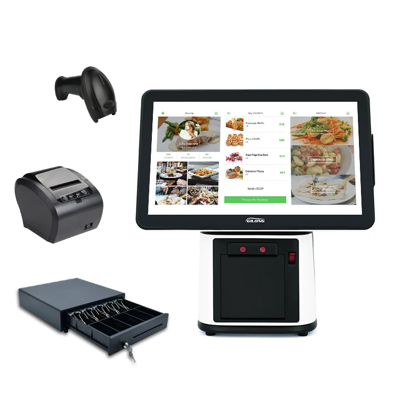 15.6 بوصة كمبيوتر Windows POS الذكي Caisse Point Of Sale Touch Cash Till Machine