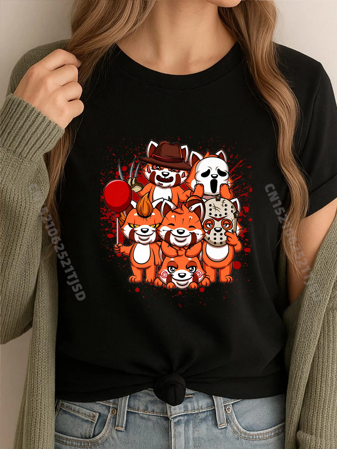 

My Little Horror Crew Хэллоуин Красные Панды Футболка Camiseta Game