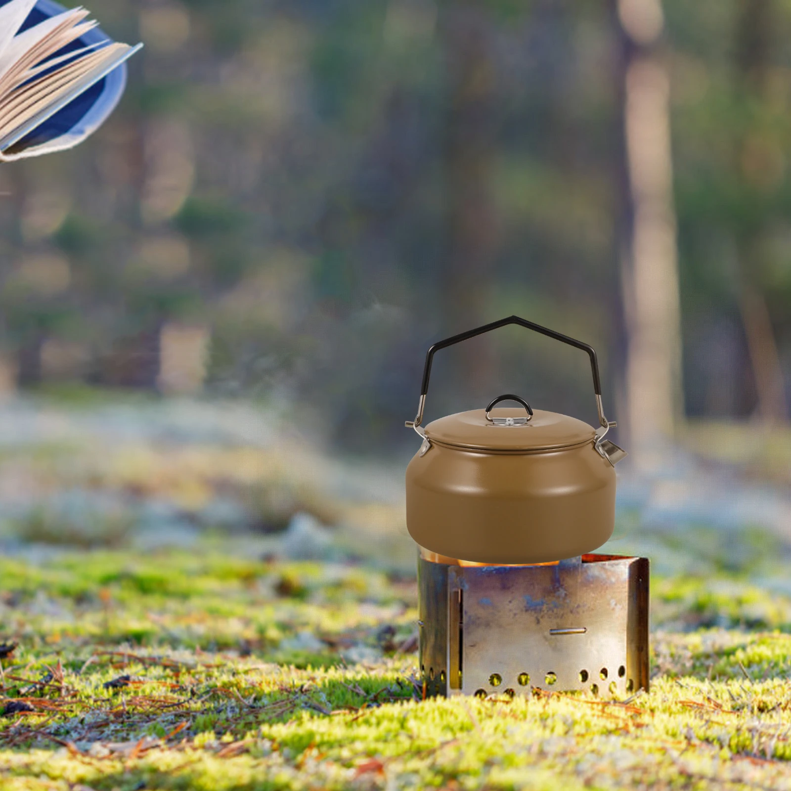 

Camping Coffee Pot Kettle Stainless Steel Portable Wear Resistant Water Kettle Outdoor Stovetop Tea Lightweight