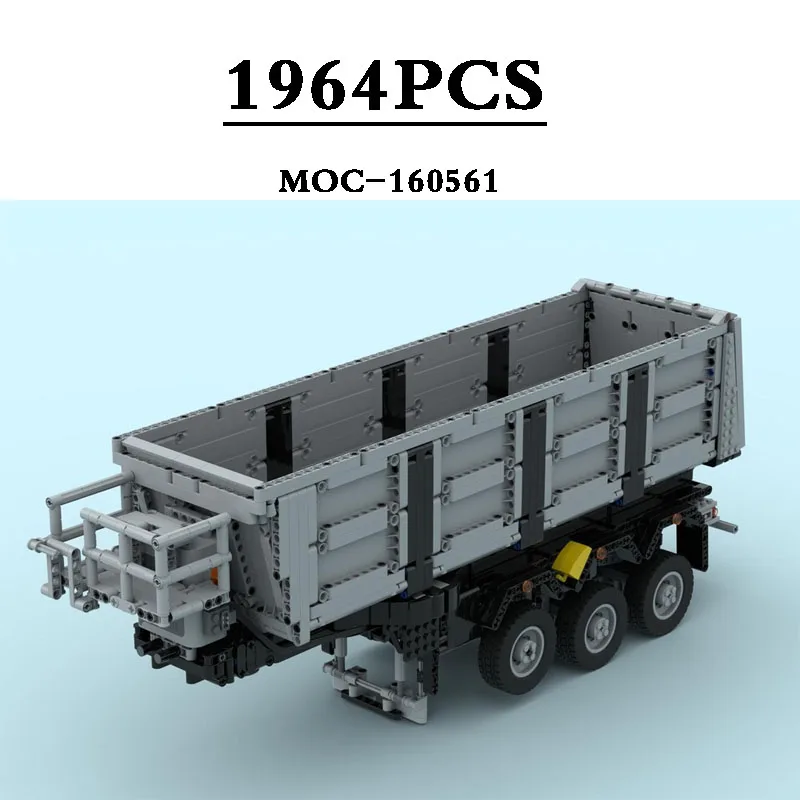 MOC-160561 Building Block MOC-77579 Compatible Three Axle Dump Truck Semi Trailer Trailer Model 1964PCS Kids Christmas Toys Gift