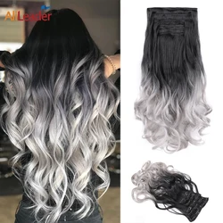 22 inç klip-in saç ekleme sentetik saç tokası saç uzatma uzun düz saç ekleri saç ekleme 16 klip Hairpieces