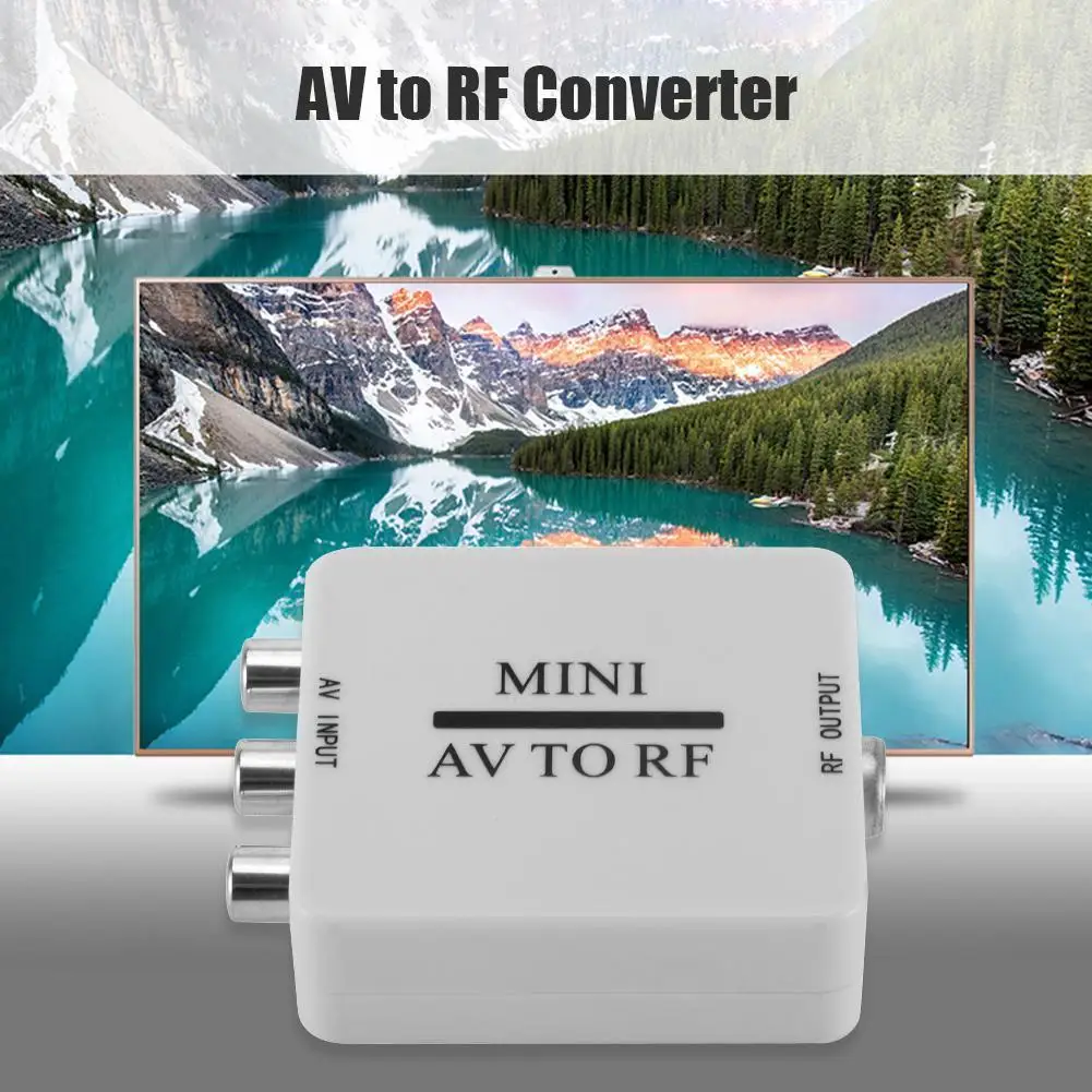 Portable AV To RF Mini HD Video Converter Multi-functional Classic Texture Adapter Box RF Amplifier TV Switcher
