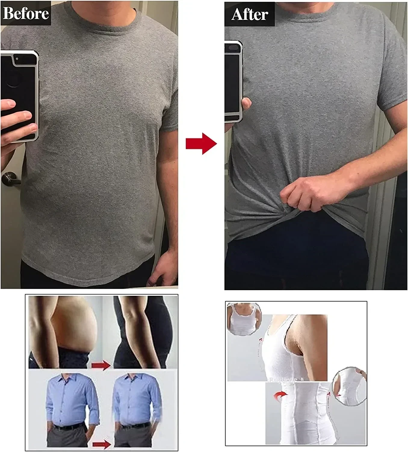 Chest Vest Men Shaper Slimming T-shirt Corrector Body Tummy Fat Burner Abdomen Compression Modeling Corset Posture Male