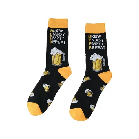 1 paio di calzini in vetro di birra nero Nuovi calzini da uomo creativi comodi e traspiranti perfetti per gli amanti della birra, accessori per la birra