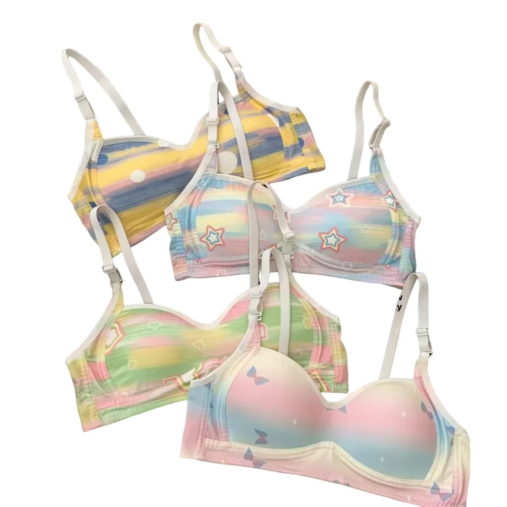 KUCLUTColorful Dopamine Traceless Bra Lingerie Women's Thin, Underwire Small Breasts Gather To Show Large Anti-sag Bra Sweet