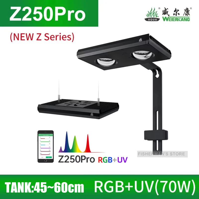 WEEK AQUA Z250Pro Spotlight RGB UV Full Spectrum Intelligent APP Control Sunrise And Sunset Led Aquarium Light For Fish Tank