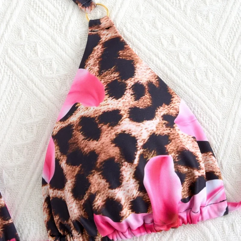 Mode Druck Bikini Set Bademode Frauen 3 Stück Sexy Halter Dreieck Bikini Push-Up Bandage Cover Up 2025 Neue Split Badeanzug