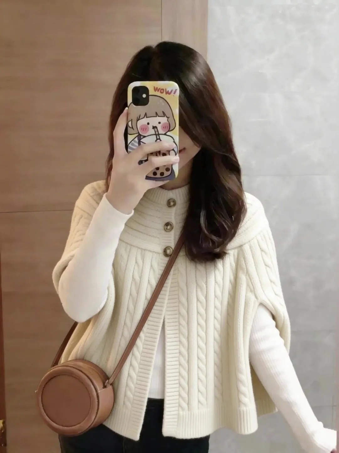 

Ladies' Knitted round Ne Sweater in Beige with Linen Pattern Sli Korean Sle Winter 2025 New Arrival Comfortable Commu...