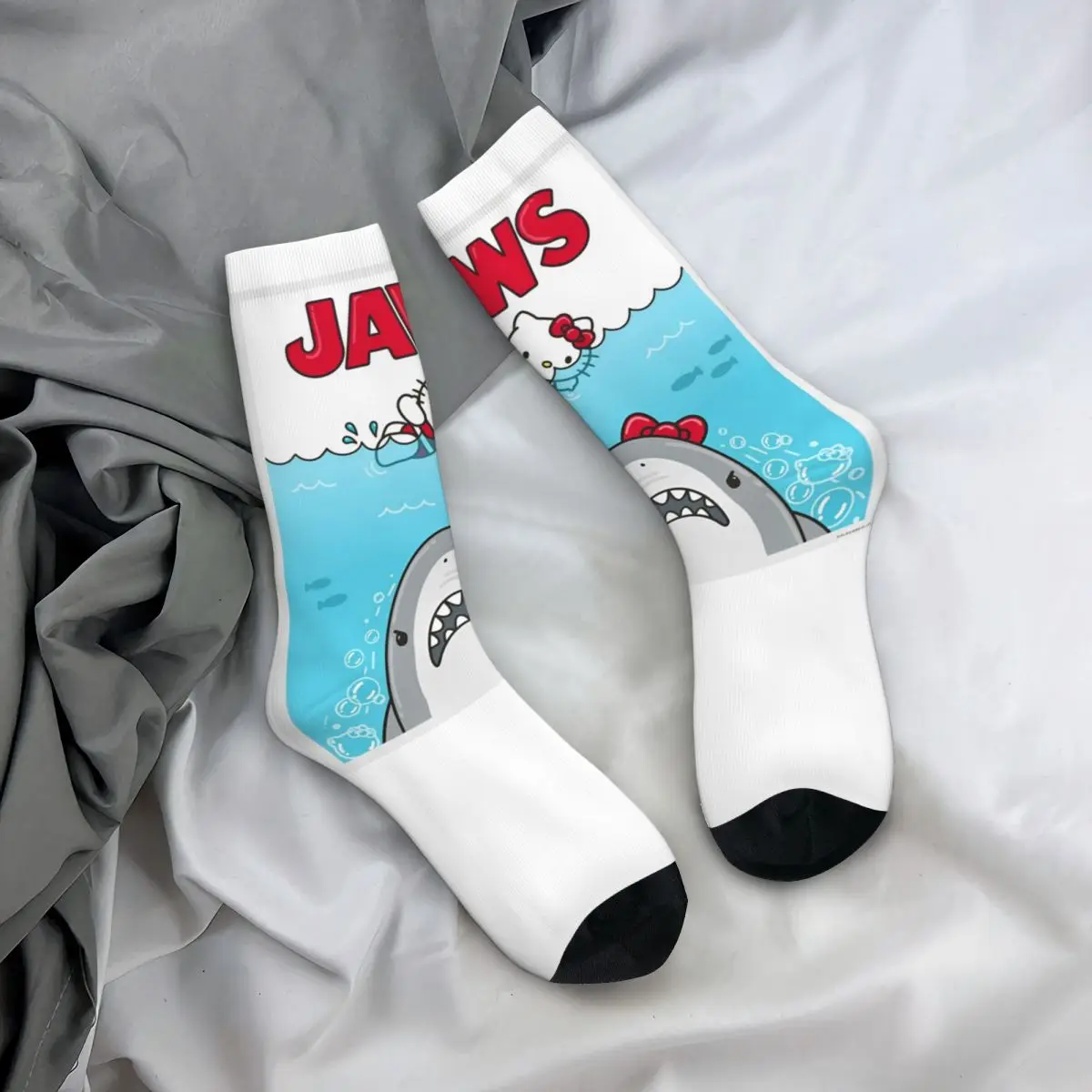 Jaws-Calcetines antideslizantes para hombre, medias con estampado de Hellos Kittys, estilo coreano, cómodos, para exteriores, para invierno