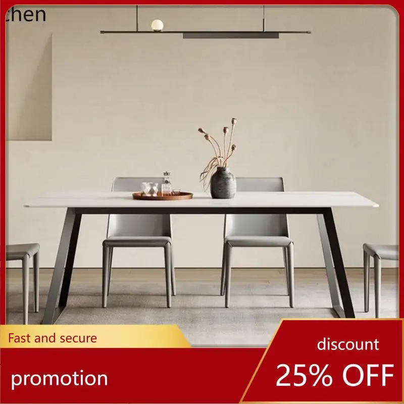 CZ Italian Minimalist Sintered Stone Dining Table and Chair Set Modern Simple Small Apartment Rectangular Dining Table