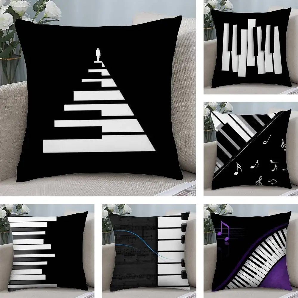 

Music Piano Keyboard Pillow Case Plush Fabric Soft Double Sided Print Home Sofa High Quality Cushion Cover Throw