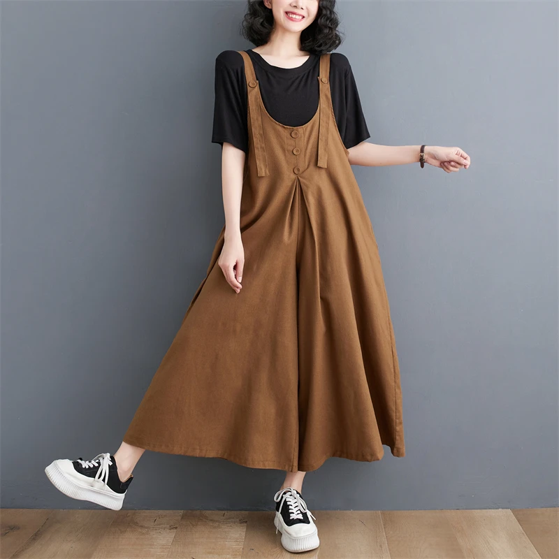 Loose Cotton Linen Wide Leg Pants Women's Summer Spring Casual Dungarees Thin Version Harajuku Sle A-Line Skirt Pants