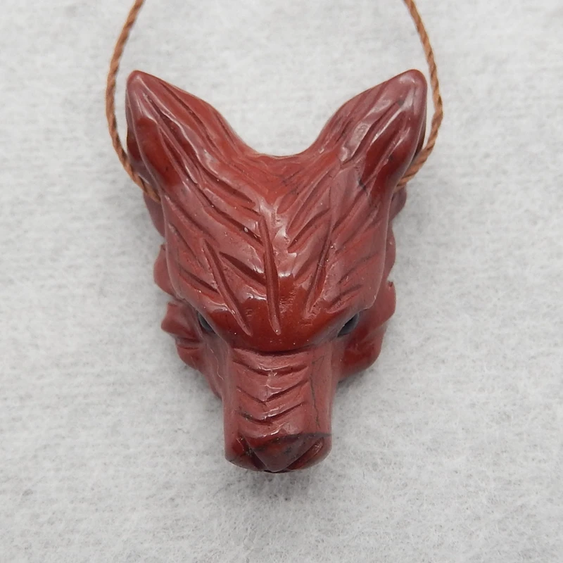 

Customized Jewelry Natural Stone Multi-Color Picasso Jasper Handcarved Wolf Head Necklace Accessories Pendant Bead 24x18x9mm 4g