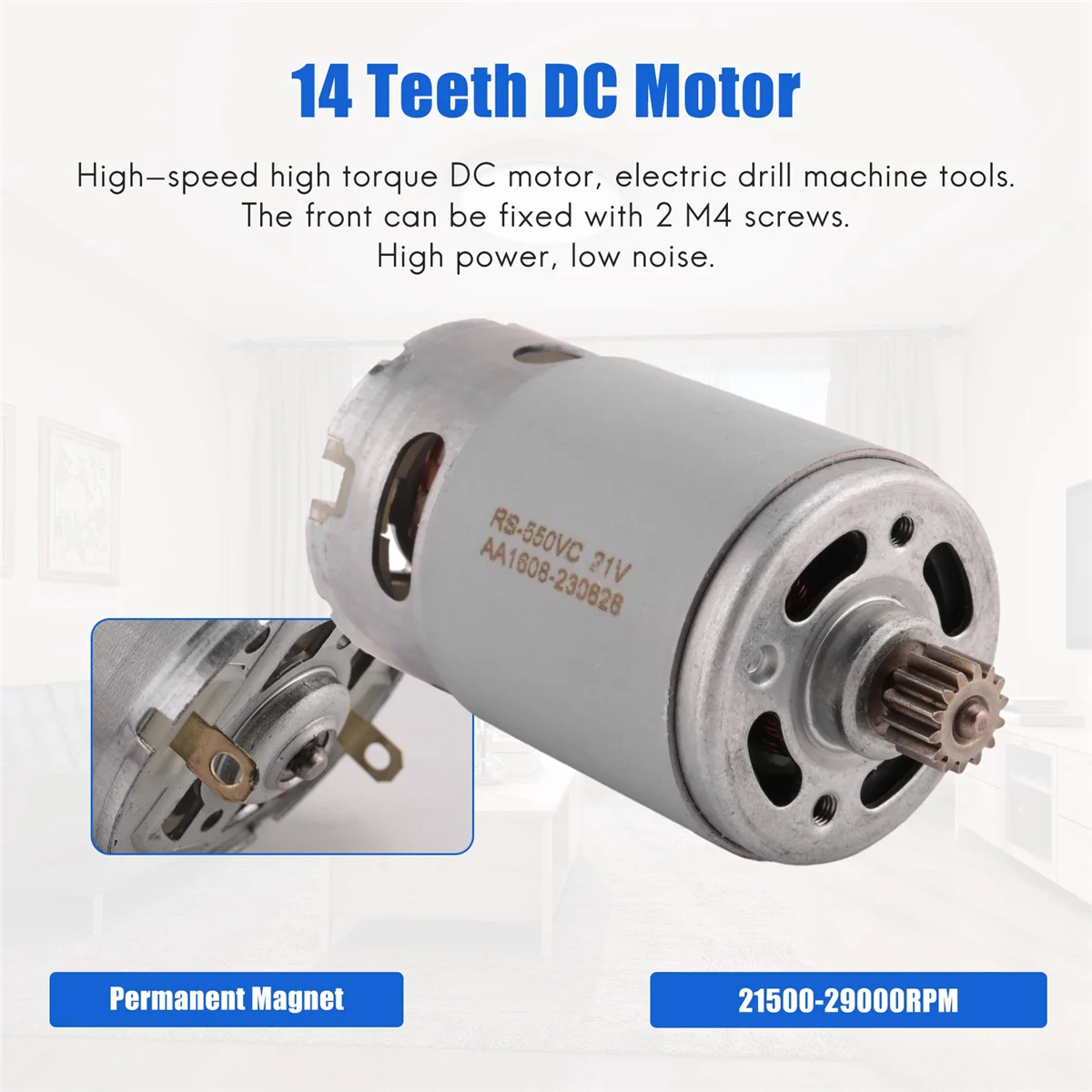 GRS550VC 14 Teeth DC Motor 21500-29000RPM Lithium Drill Motor DC 21V for Rechargeable Electric Saw Screwdriver