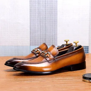 Erste Schicht Herren-Lederschuhe zeigten auf atmungsaktive Gummi-Sohle Lofers Dekoratives Metall, das Geschäfte lässt Casual Leder Oxfords 10 Hauptverkäufe Shein Shoes - №8