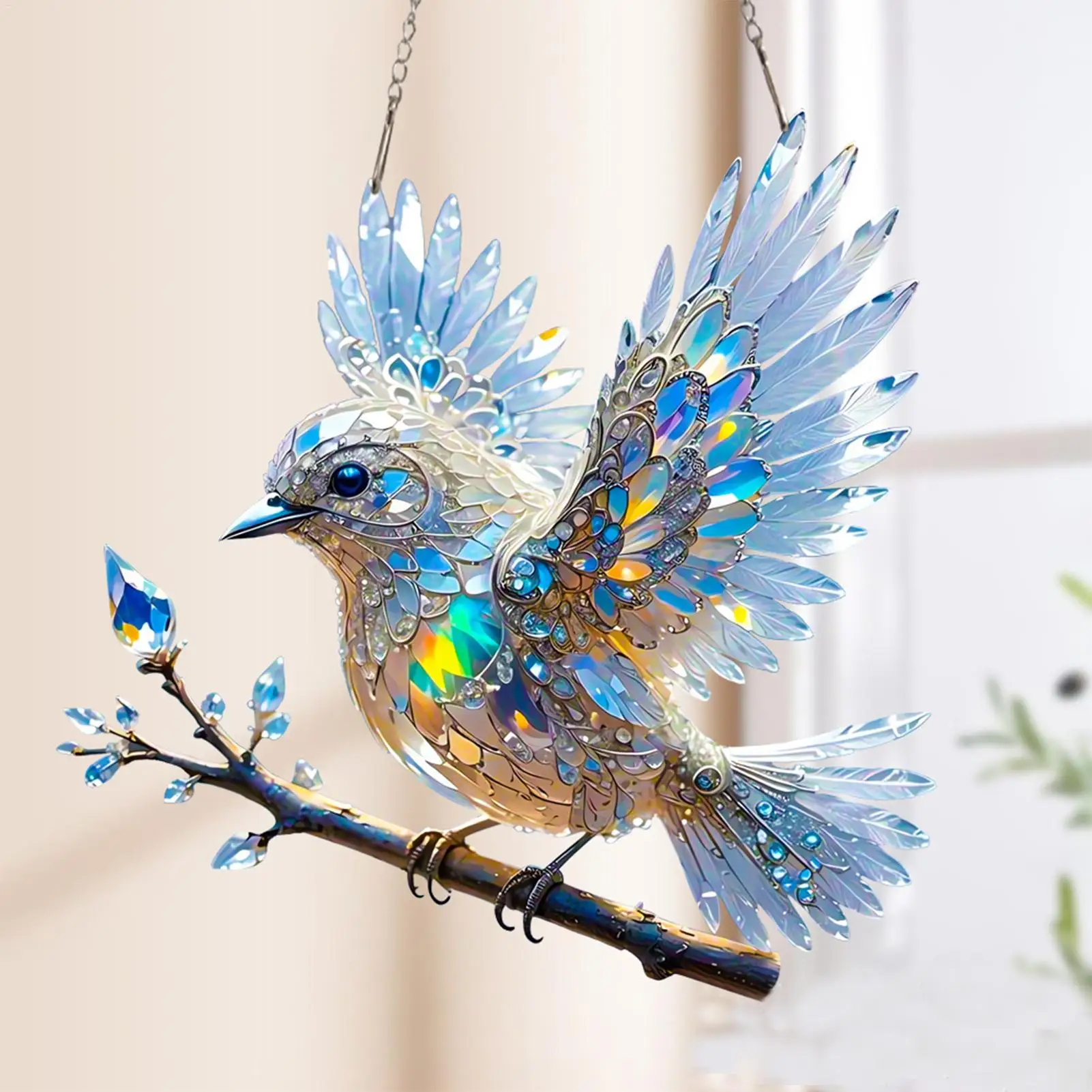 Kristall Bluebird gebeizte Kunst Ornament 2D Acryl Sonnenfänger Kolibri für Outdoor Garten Hof Wohnzimmer Fenster Dekoration