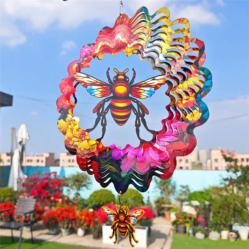 

B84B-Flowering Bee Wind Chimes Wind Spinner Outdoor Hanging Wind Spinners For Outdoor Indoor Decoration